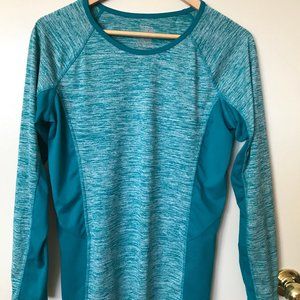 Danskin Now Women’s Long Sleeve Workout Shirt | Teal | Size Small